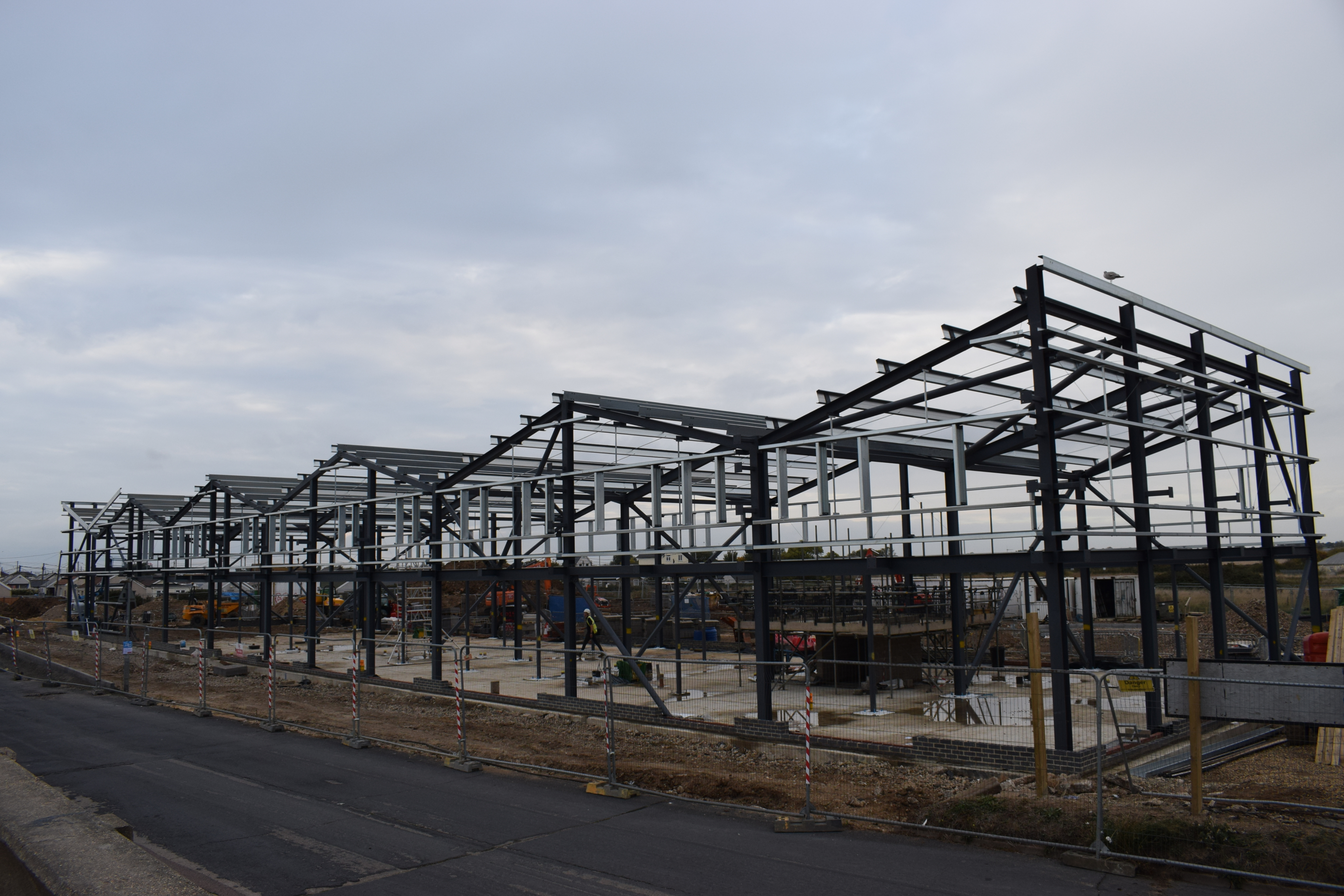 Photograph of metal framework of building